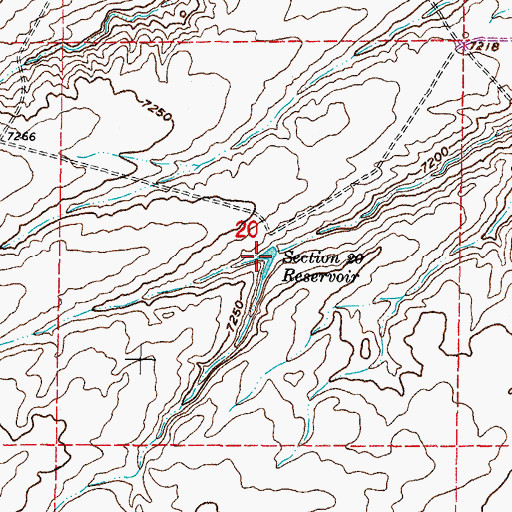 Topographic Map of Section 20 Reservoir, WY