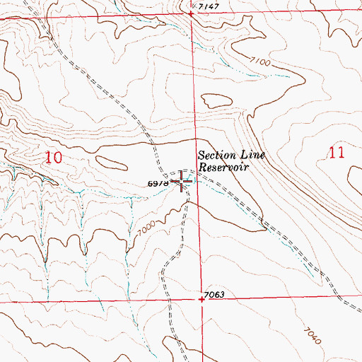 Topographic Map of Section Line Reservoir, WY