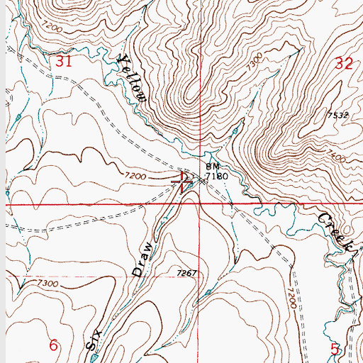 Topographic Map of Section Six Draw, WY