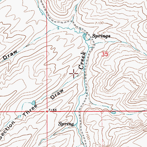 Topographic Map of Section Three Draw, WY