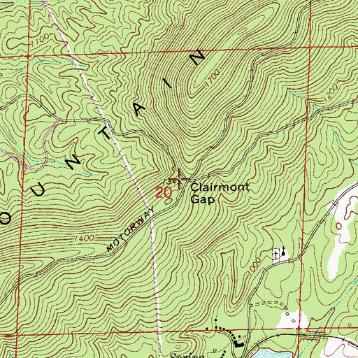 Topographic Map of Clairmont Gap, AL