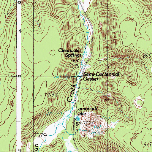 Topographic Map of Semi-Centennial Geyser, WY
