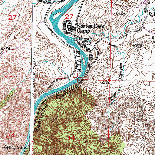 Topographic Map of Seminoe Canyon, WY