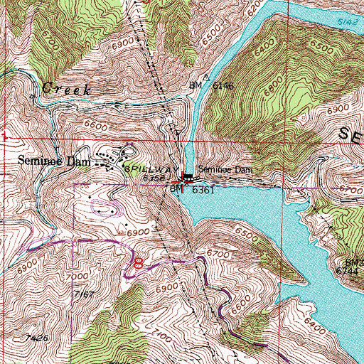 Topographic Map of Seminoe Dam, WY