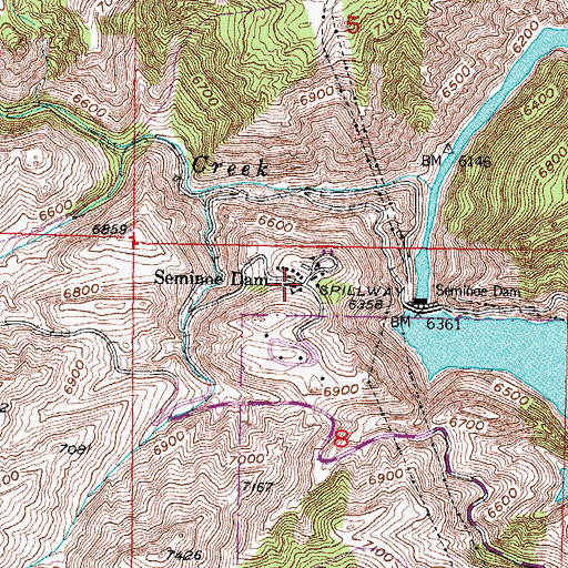 Topographic Map of Seminoe Dam, WY