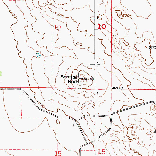 Topographic Map of Sentinel Rock, WY