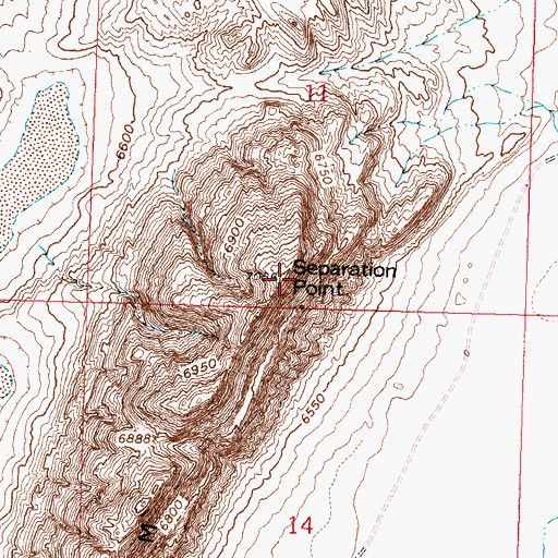 Topographic Map of Separation Point, WY