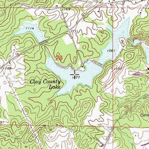 Topographic Map of Clay County Lake, AL