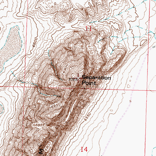 Topographic Map of Separation Rim, WY