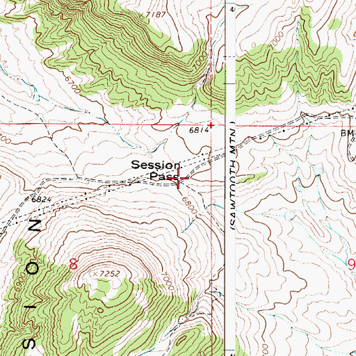 Topographic Map of Session Pass, WY