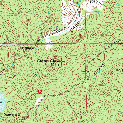 Topographic Map of Clean Claw Mountain, AL