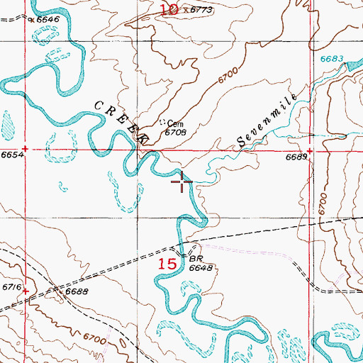 Topographic Map of Sevenmile Creek, WY