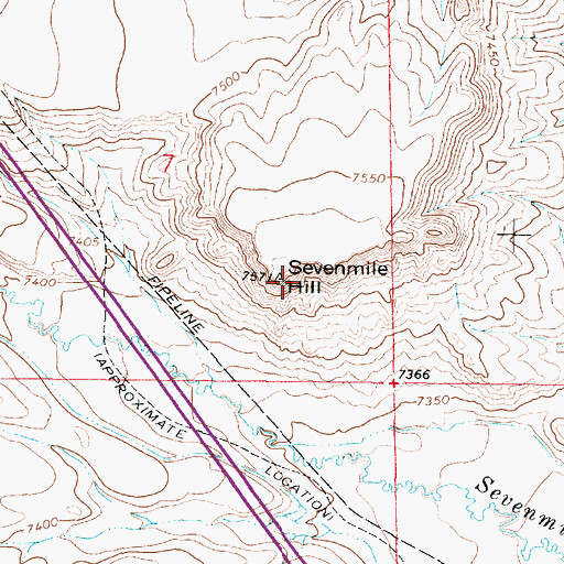 Topographic Map of Sevenmile Hill, WY