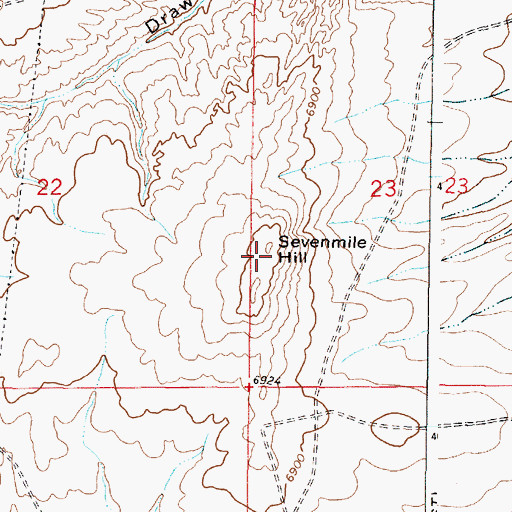Topographic Map of Sevenmile Hill, WY
