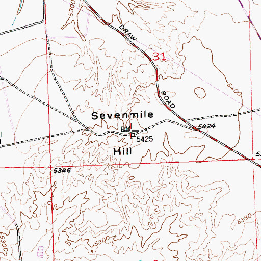 Topographic Map of Sevenmile Hill, WY