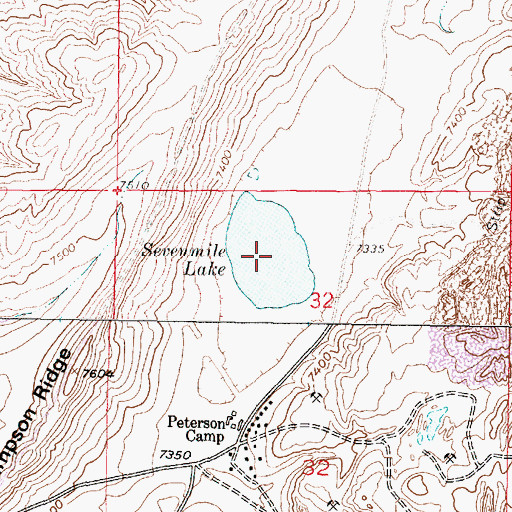 Topographic Map of Sevenmile Lake, WY