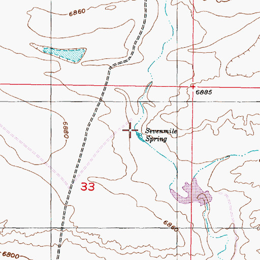 Topographic Map of Sevenmile Spring, WY