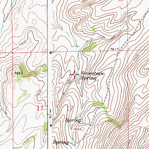 Topographic Map of Seventeen Spring, WY