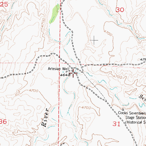 Topographic Map of Seventeenmile Creek, WY