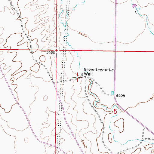 Topographic Map of Seventeenmile Well, WY