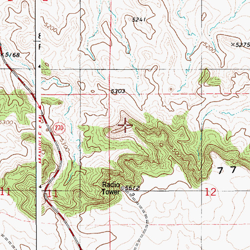 Topographic Map of Seventy-Seven Hills, WY