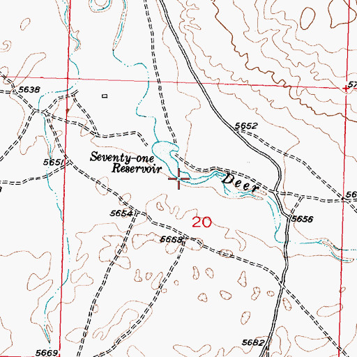 Topographic Map of Seventy-one Reservoir, WY