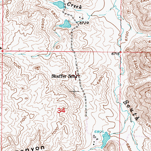 Topographic Map of Shaffer School, WY