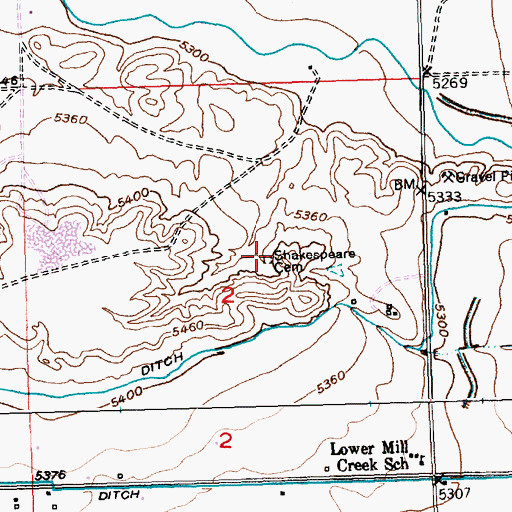 Topographic Map of Shakespare Cemetery, WY