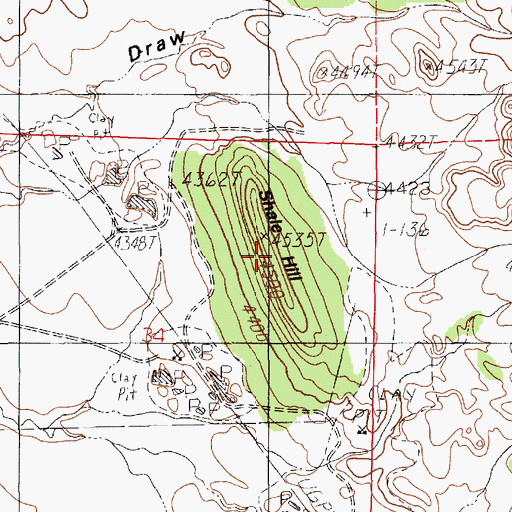 Topographic Map of Shale Hill, WY
