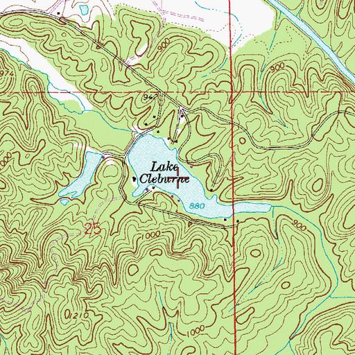 Topographic Map of Lake Cleburne, AL