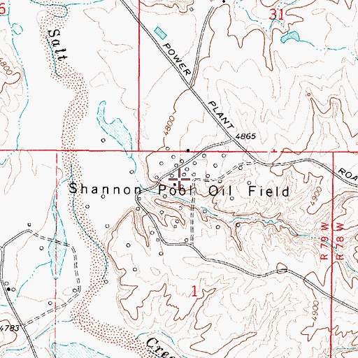 Topographic Map of Shannon Pool Oil Field, WY