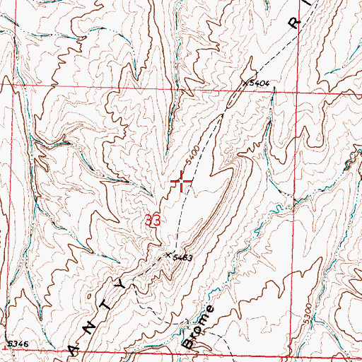 Topographic Map of Shanty Ridge, WY