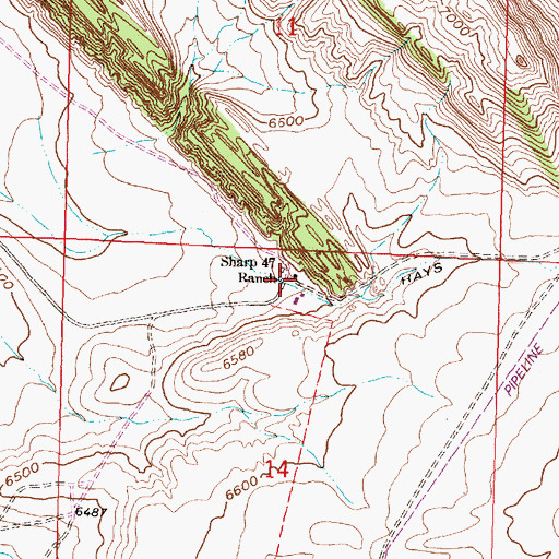 Topographic Map of Sharp 47 Ranch, WY