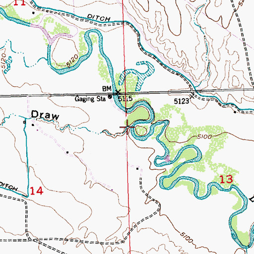 Topographic Map of Sharp Nose Draw, WY
