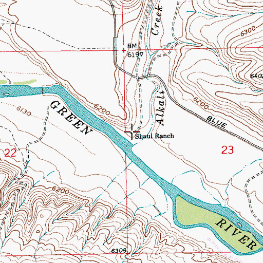 Topographic Map of Shaul Ranch, WY