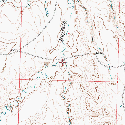 Topographic Map of Shaw Creek, WY
