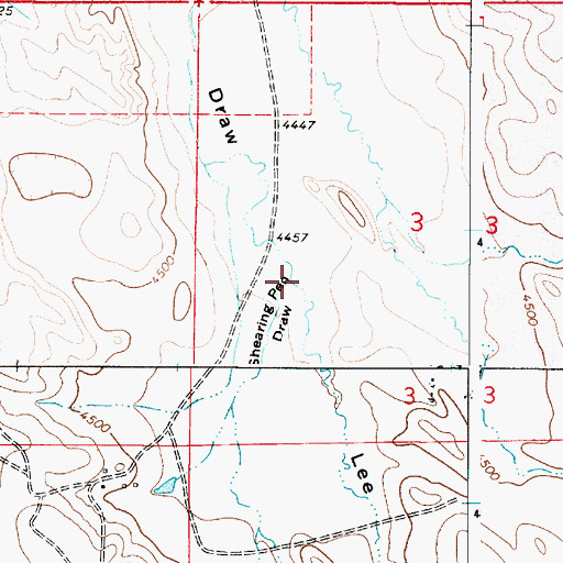 Topographic Map of Shearing Pen Draw, WY