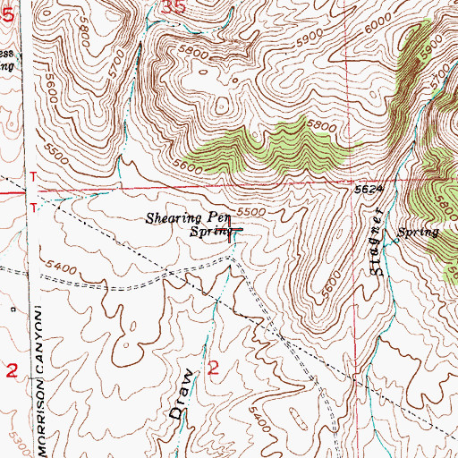Topographic Map of Shearing Pen Spring, WY