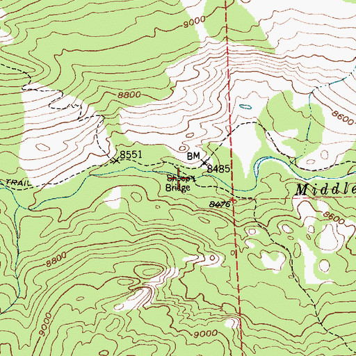 Topographic Map of Sheep Bridge, WY