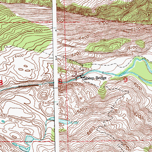 Topographic Map of Sheep Bridge, WY
