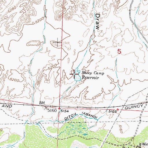 Topographic Map of Sheep Camp Reservoir, WY