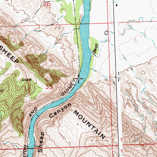 Topographic Map of Sheep Canyon, WY