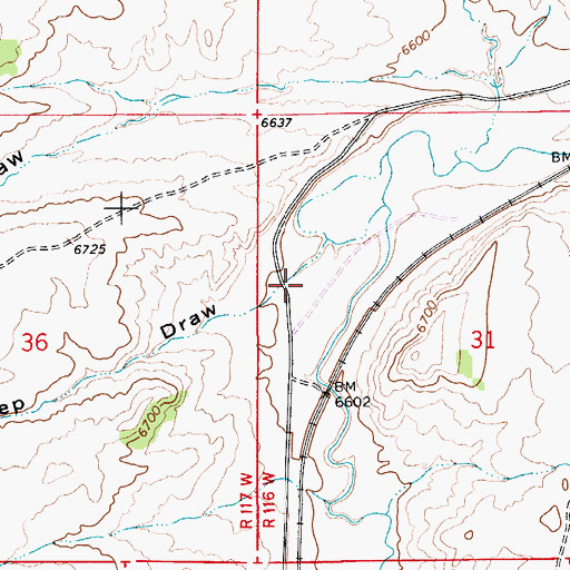Topographic Map of Sheep Draw, WY