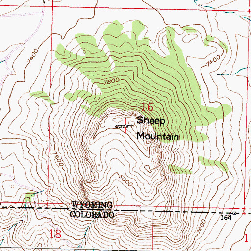 Topographic Map of Sheep Mountain, WY