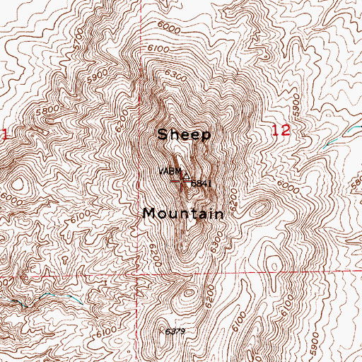 Topographic Map of Sheep Mountain, WY