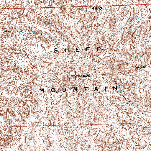 Topographic Map of Sheep Mountain, WY