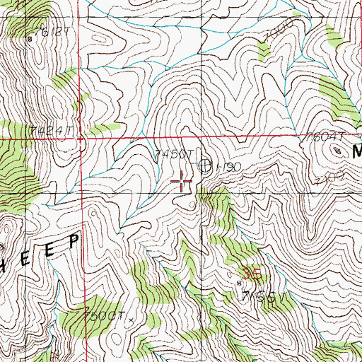 Topographic Map of Sheep Mountain, WY