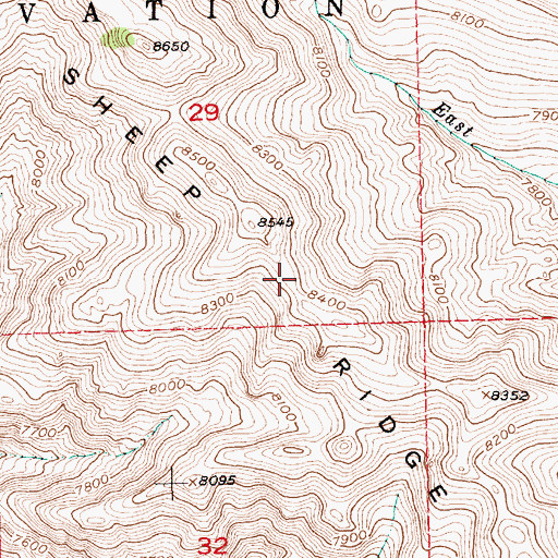 Topographic Map of Sheep Ridge, WY