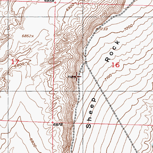 Topographic Map of Sheep Rock, WY