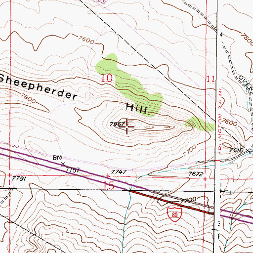 Topographic Map of Sheepherder Hill, WY